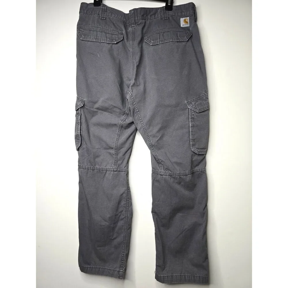 Men's Carhartt Cargo Pants Force Relaxed Fit Grey Ripstop 38 X 32 (38 X 30)